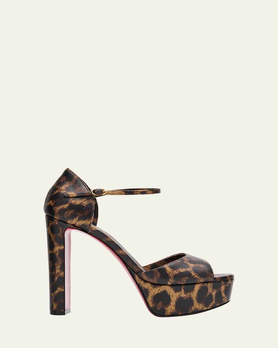 Leopard Ankle-Strap Red Sole Platform Sandals